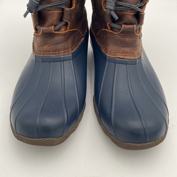 Sperry saltwater duck boots women 9M waterproof Dark Brown Navy rain snow casual - Picture 6 of 14